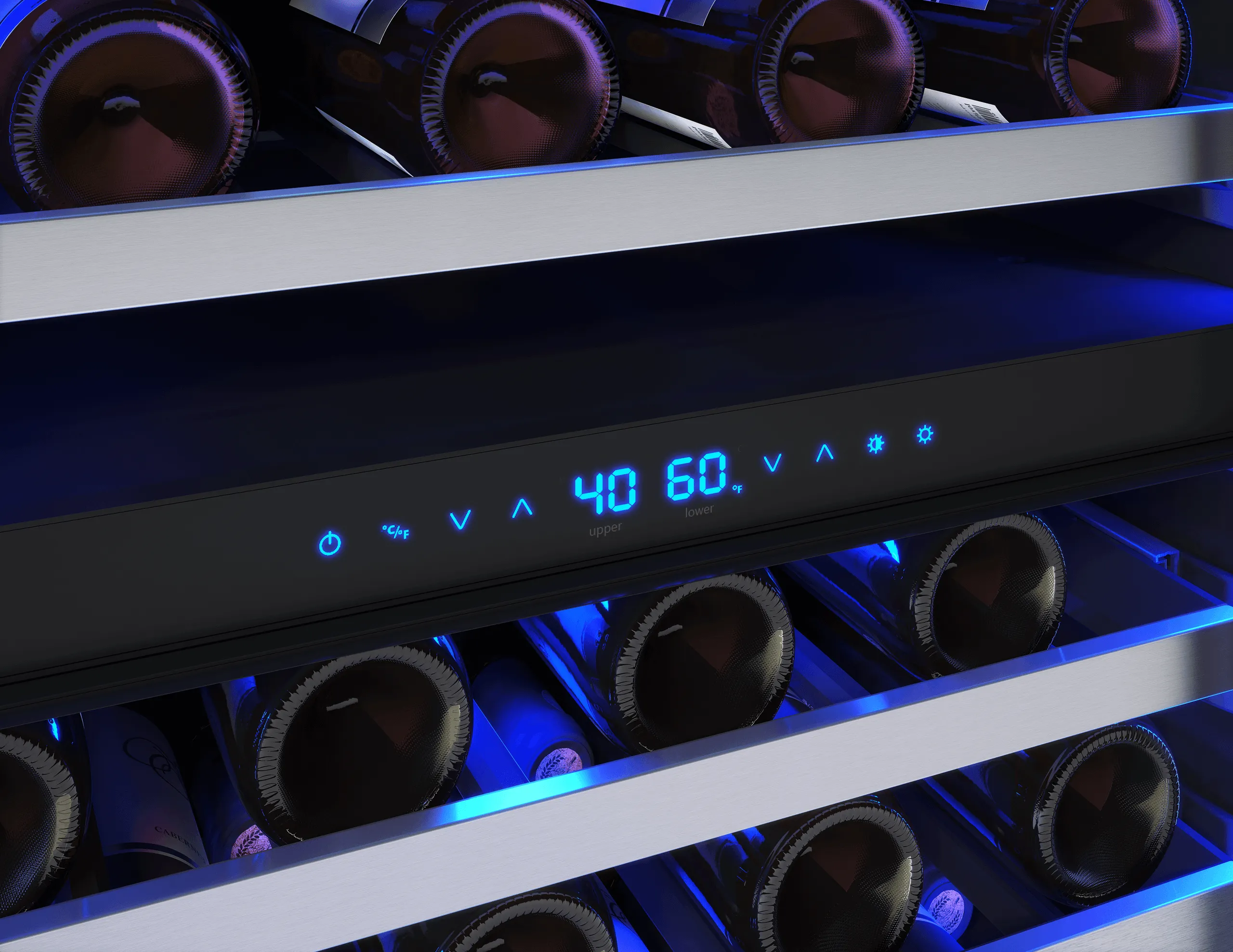 Zephyr PRPW24C02CG Presrv Pro Wine Cooler. 24In Under Cabinet. Ss Glass. Reverse Door. 2 Zone