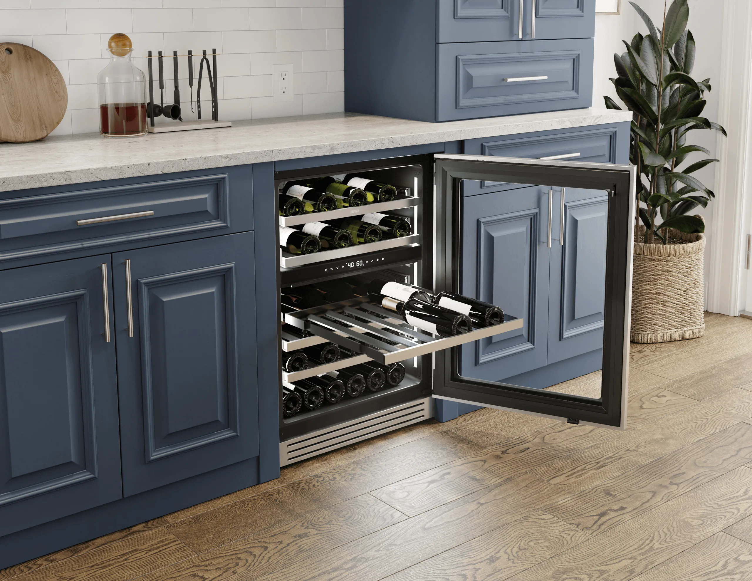 Zephyr PRPW24C02CG Presrv Pro Wine Cooler. 24In Under Cabinet. Ss Glass. Reverse Door. 2 Zone