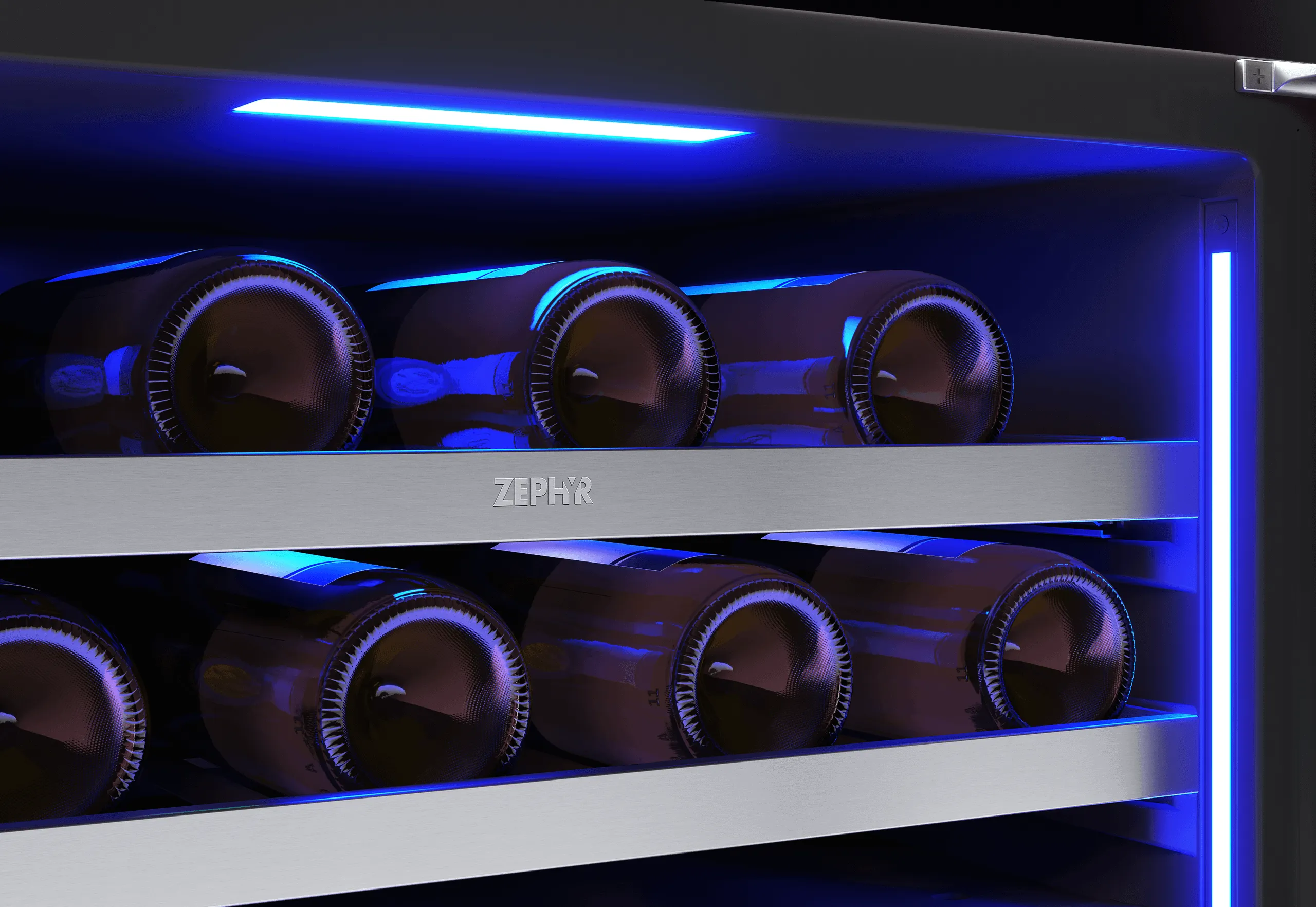 Zephyr PRPW24C02CG Presrv Pro Wine Cooler. 24In Under Cabinet. Ss Glass. Reverse Door. 2 Zone