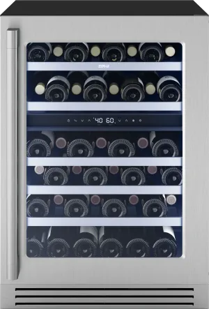 Zephyr PRPW24C02CG Presrv Pro Wine Cooler. 24In Under Cabinet. Ss Glass. Reverse Door. 2 Zone