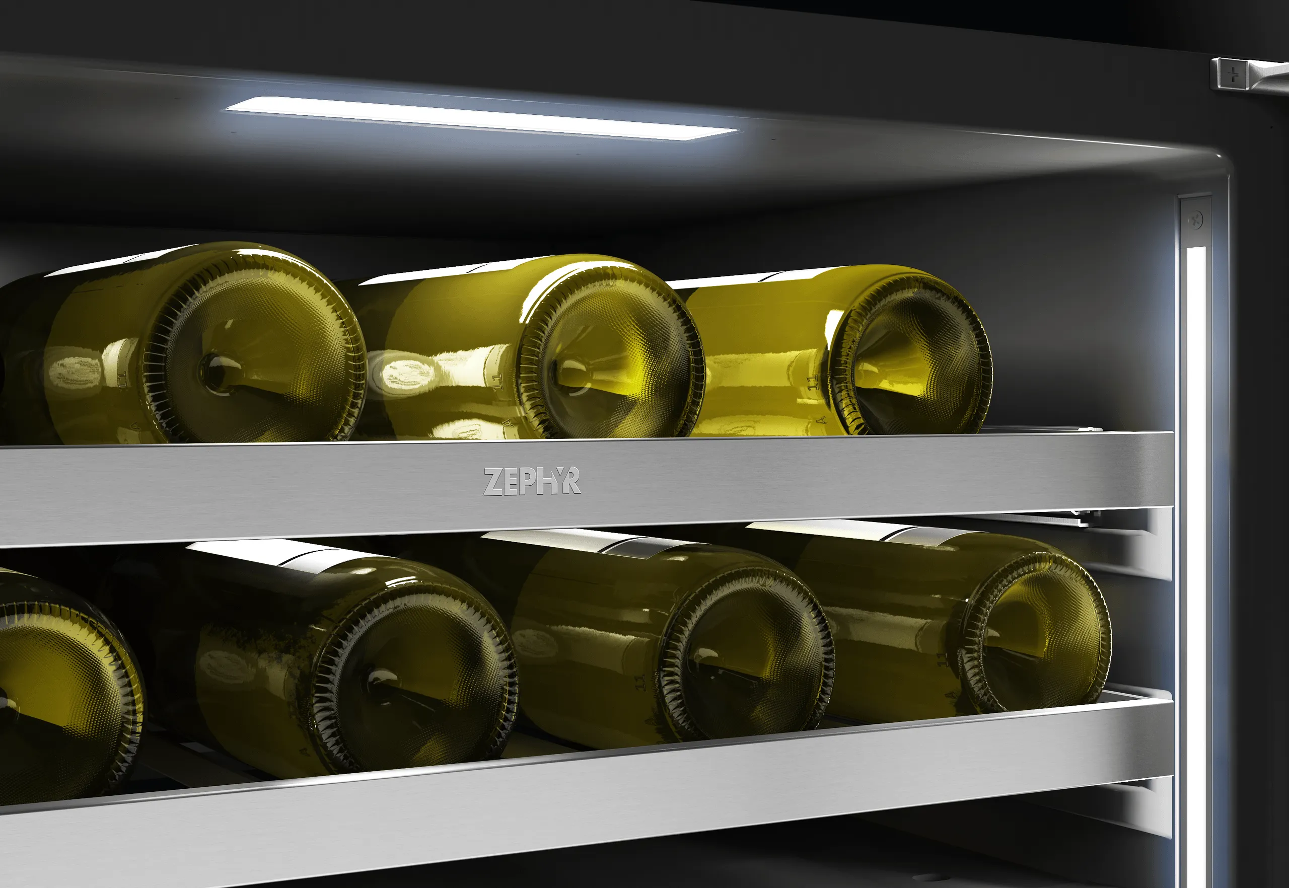 Zephyr PRPW24C02CG Presrv Pro Wine Cooler. 24In Under Cabinet. Ss Glass. Reverse Door. 2 Zone