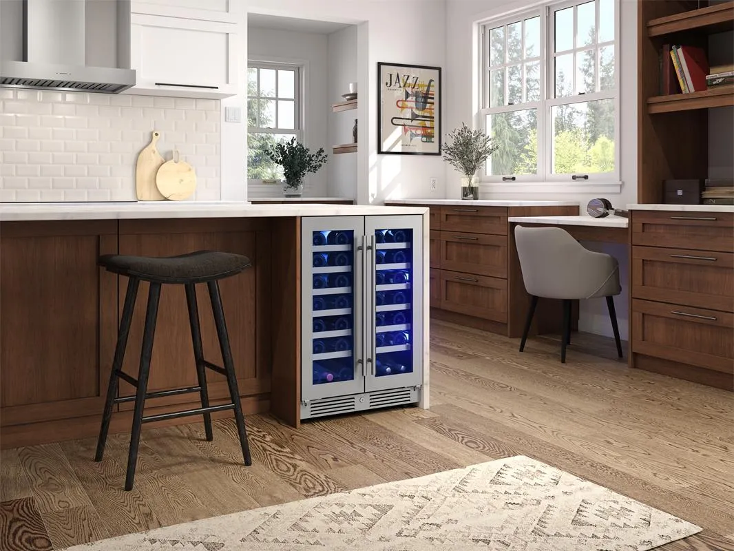 Zephyr PRW24C32CG 24 French Door Dual Zone Wine Cooler