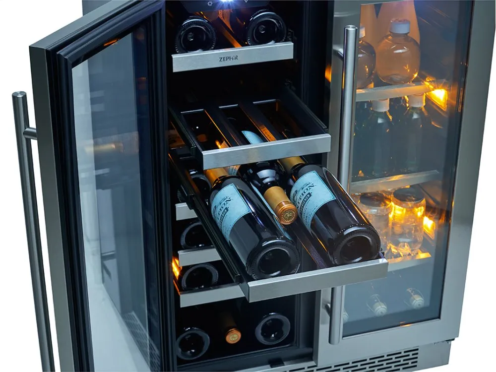 Zephyr PRWB24C32AG 24 Dual Zone French Door Wine & Beverage Cooler